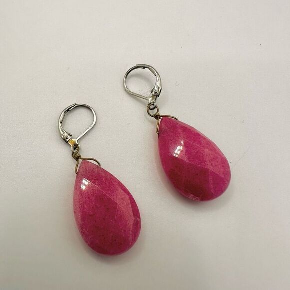 Pink teardrop earrings - Picture 1 of 9